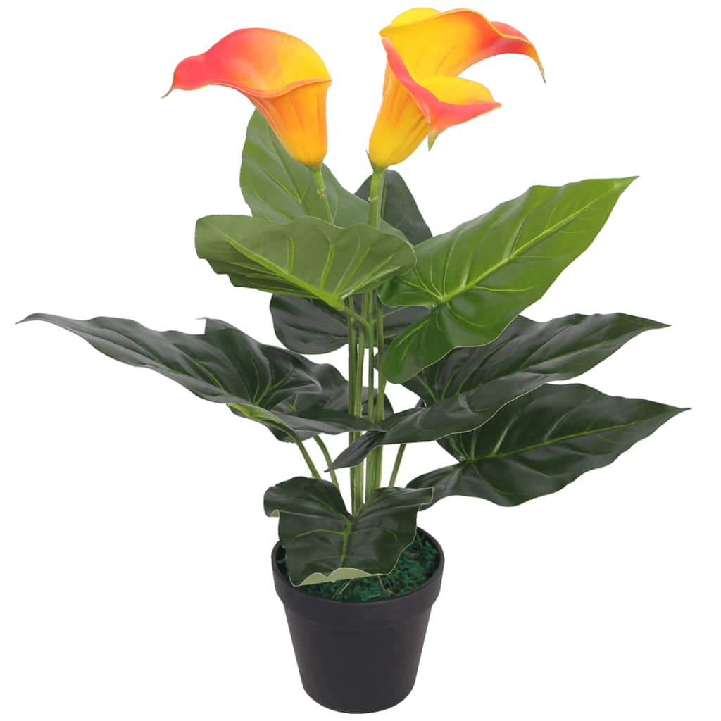 Vidaxl Art Calla Lelie Plant con pentola di rosso 45 cm e giallo