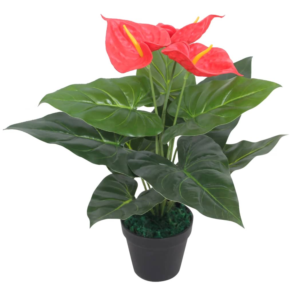 Vidaxl Konscht Anthriurium Planz mat Pot 45 cm rout a giel