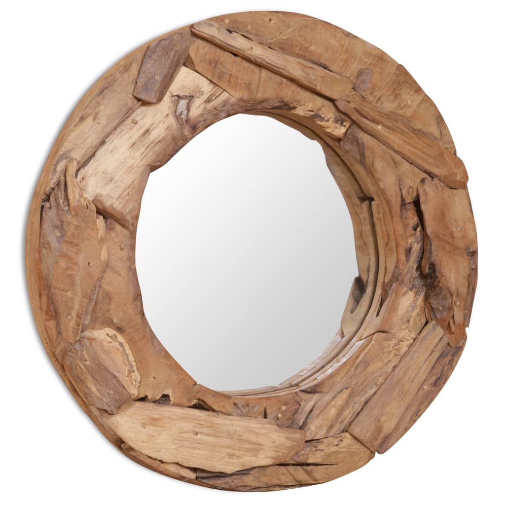 Lustro dekoracyjne vidaxl około 60 cm drewna drewna tekowego