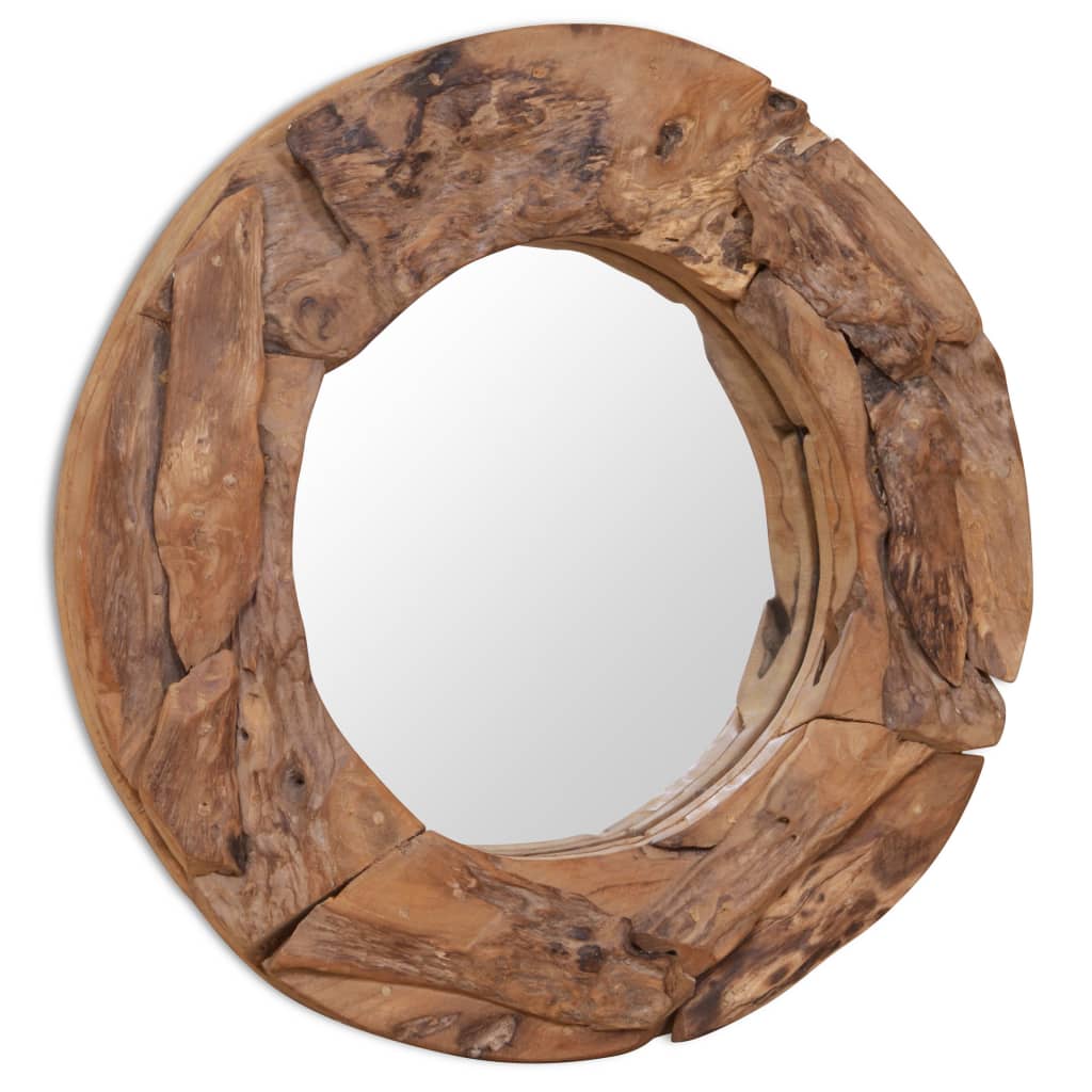 Lustro dekoracyjne vidaxl około 60 cm drewna drewna tekowego