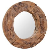 Lustro dekoracyjne vidaxl około 60 cm drewna drewna tekowego
