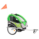Vidaxl Bicycle Trailer et Pram 2-en-1 vert et gris