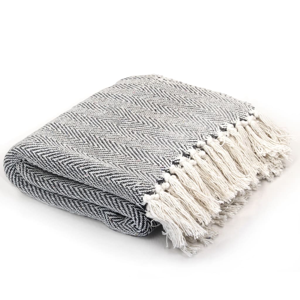 Vidaxl Plaid Herringbone 160x210 cm Bomullsblått