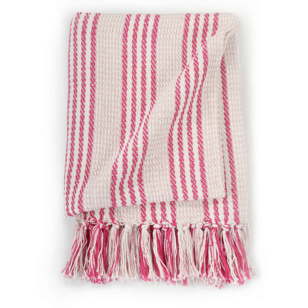 Strisce Plaid Vidaxl 125x150 cm di cotone rosa e bianco