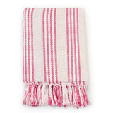 Vidaxl plaid stripes 160x210 cm cotton pink and white
