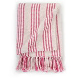 Vidaxl plaid stripes 160x210 cm cotton pink and white