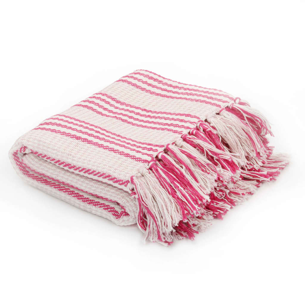 Strisce Plaid Vidaxl 220x250 cm di cotone rosa e bianco
