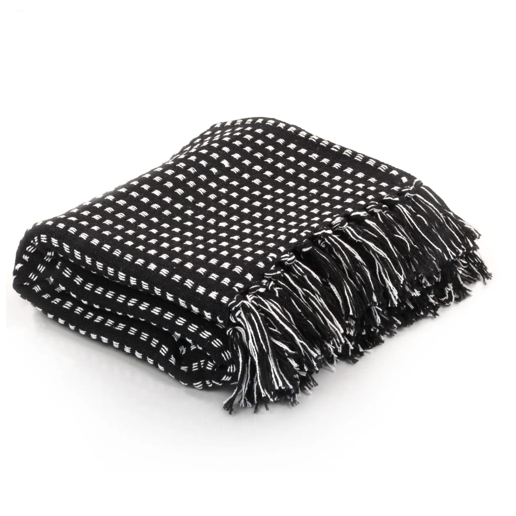 Vidaxl plaid kvadrata 220x250 cm bombažna črna