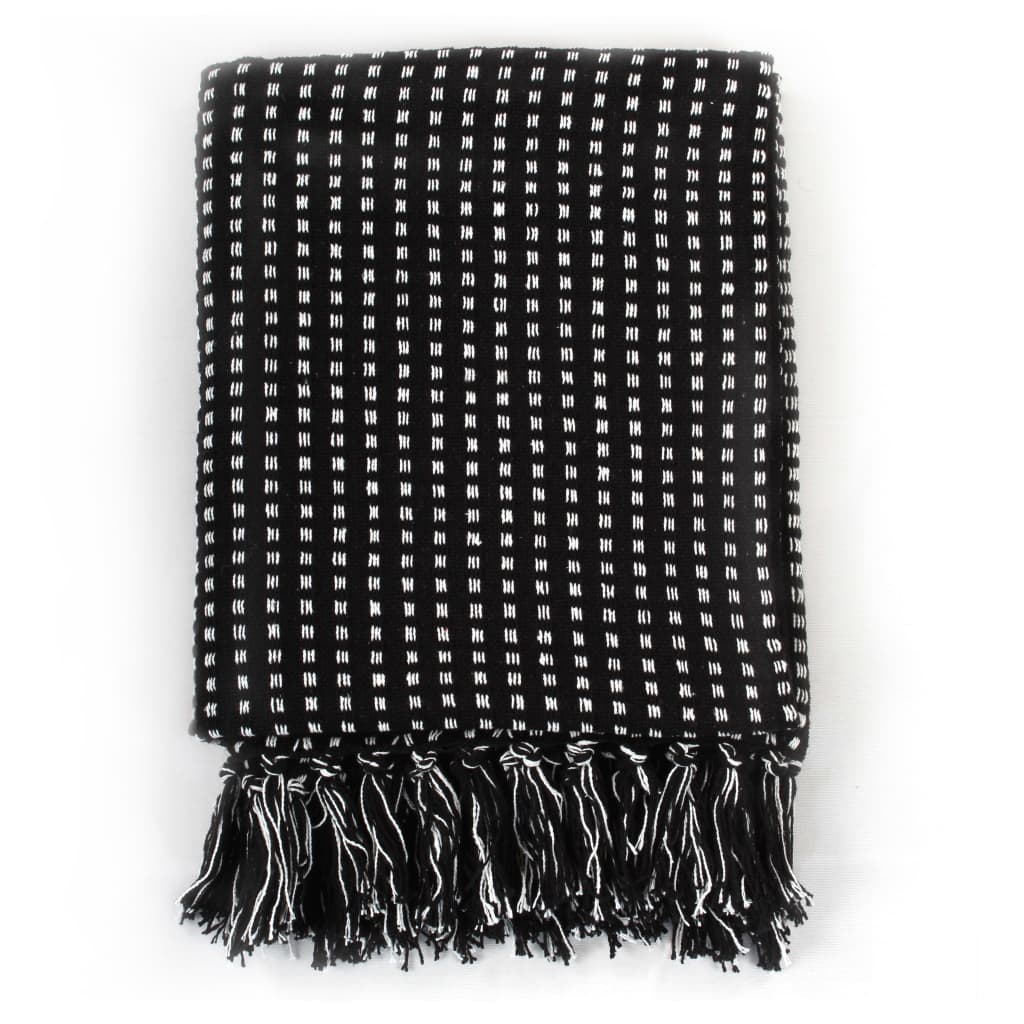 Vidaxl plaid kvadrata 220x250 cm bombažna črna
