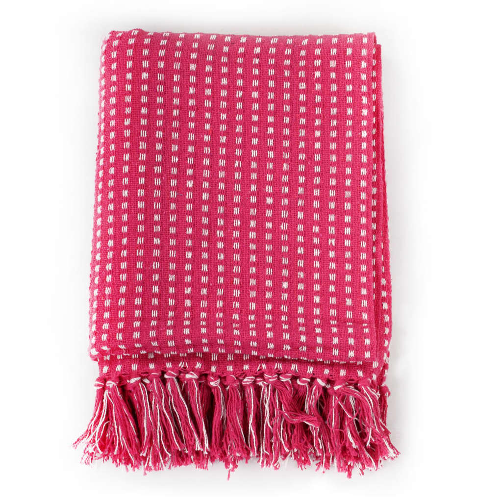 Vidaxl Plaid Squares 220x250 cm bawełniany różowy