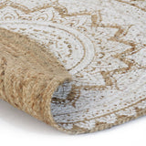 Vidaxl Teppech mam Drécken ronderëm 120 cm gebliedte Jute