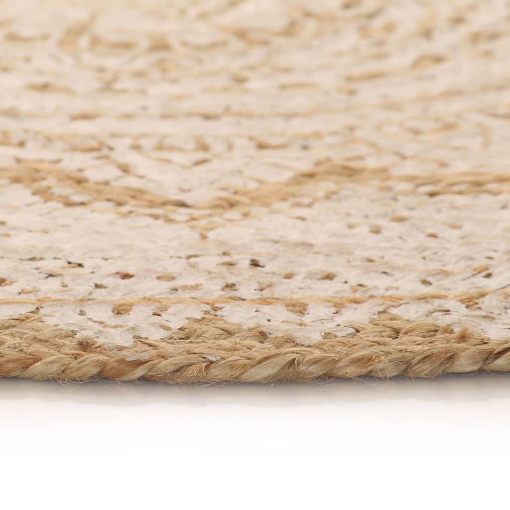 Vidaxl Teppech mam Drécken ronderëm 120 cm gebliedte Jute
