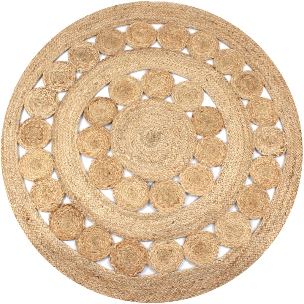 Vidaxl tæppe med design omkring 150 cm flettet jute