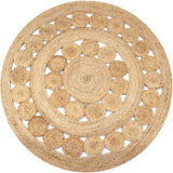 Vidaxl tæppe med design omkring 150 cm flettet jute