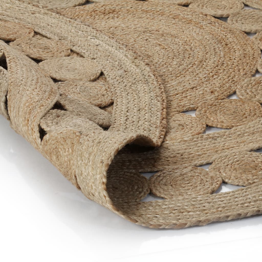Vidaxl tæppe med design omkring 150 cm flettet jute