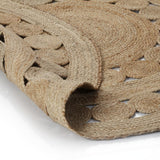 Vidaxl tæppe med design omkring 150 cm flettet jute