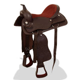 Vidaxl Western Saddle, Bridle e Bright Blast 17 Real Leather Brown