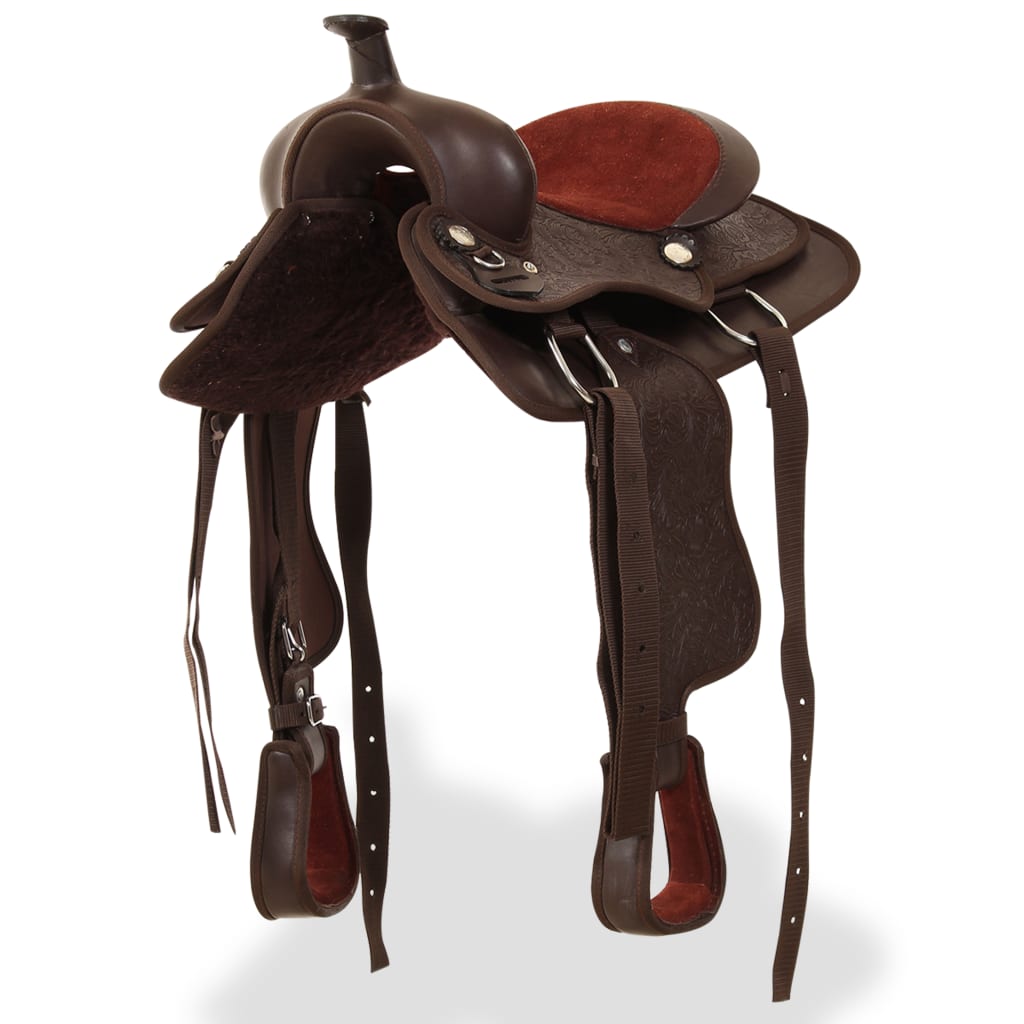 Vidaxl Western Saddle, Bridle y Bright Blast 12 Real Leather Brown