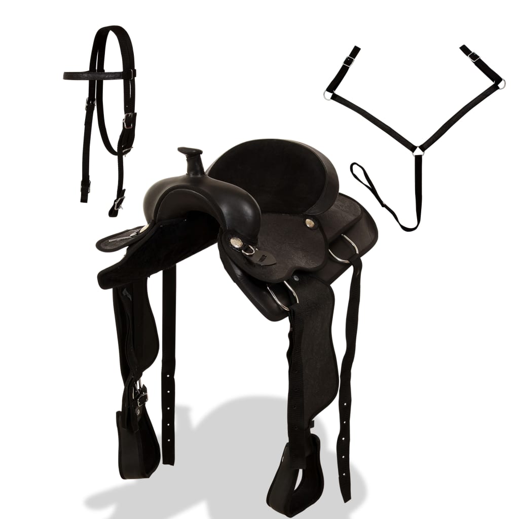 Vidaxl westlech Suedel, Bridle an helle Blast 17 richteg Lieder schwaarz