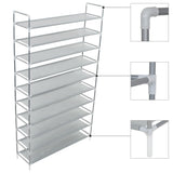 Vidaxl Shoe Rack s 10 policemi kovové a netkané barvy tkaniny