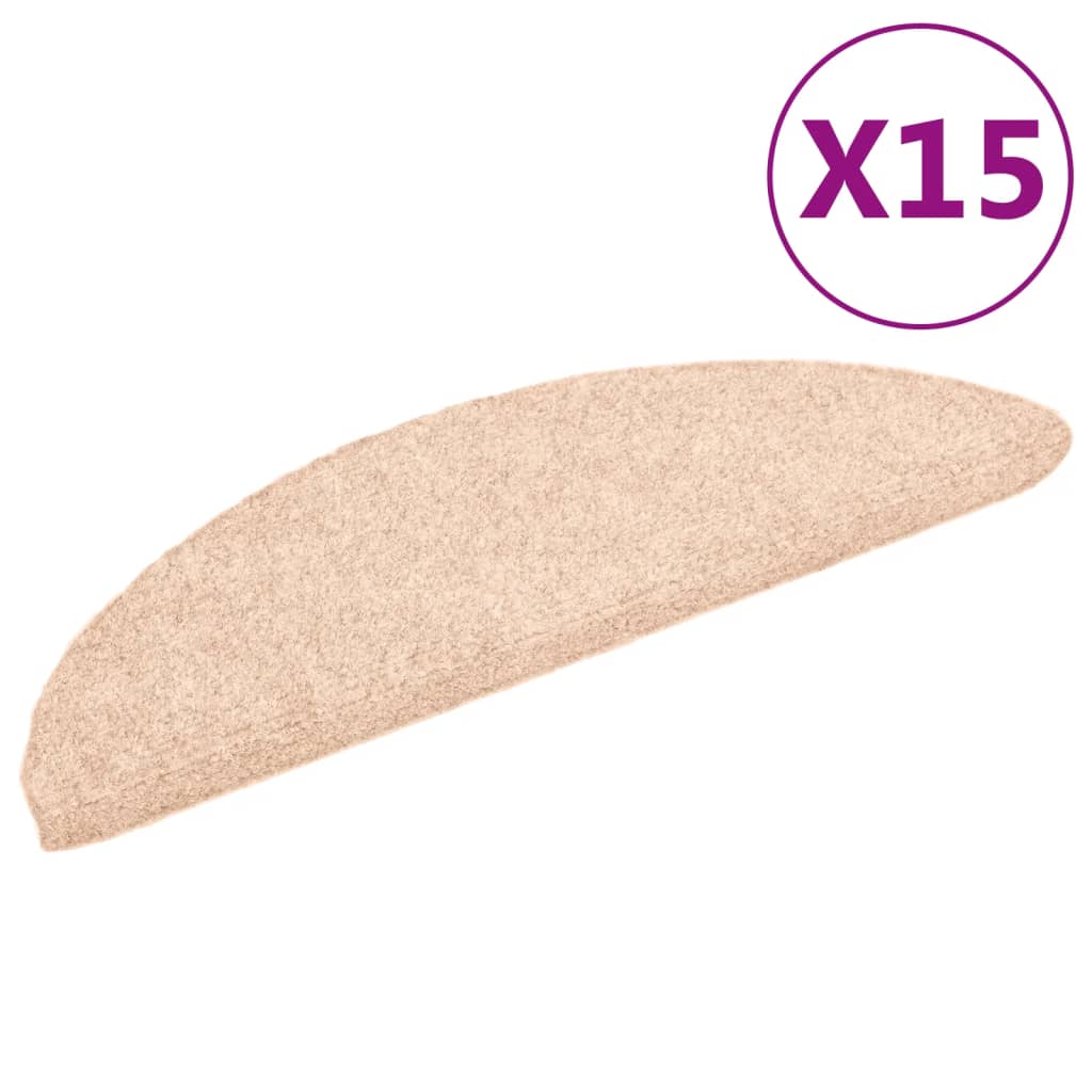 Vidaxl stair mats self -adhesive 15 pieces 56x17x3 cm crème half -round
