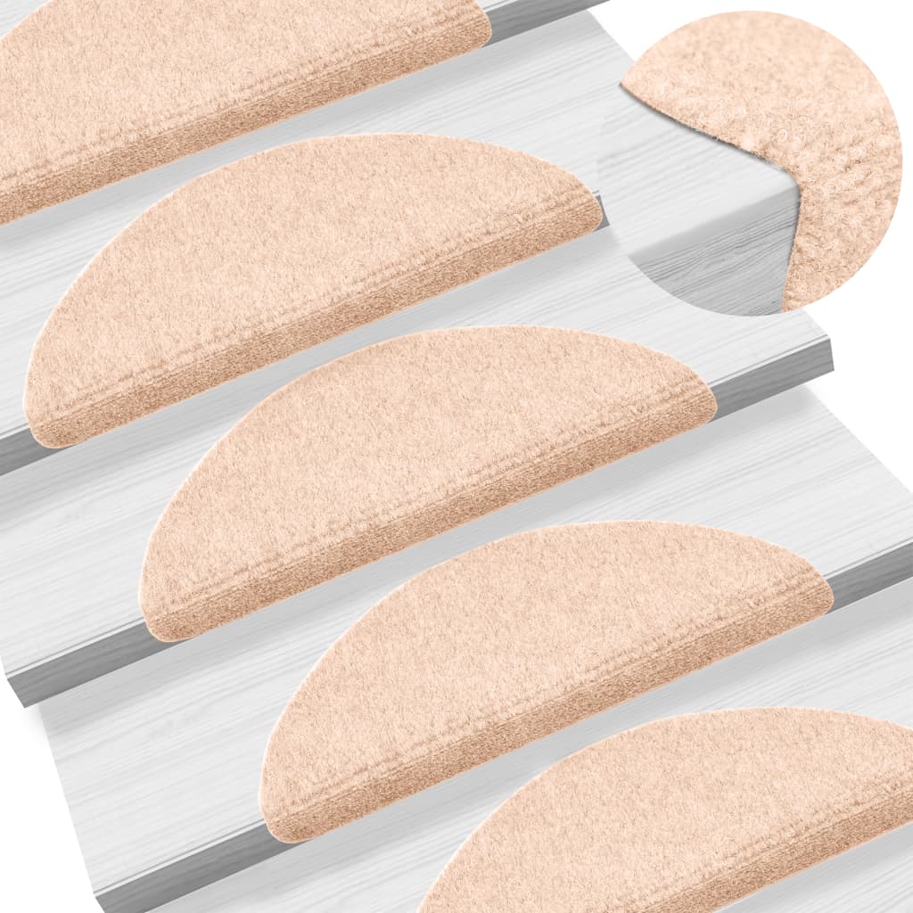 Vidaxl stair mats self -adhesive 15 pieces 56x17x3 cm crème half -round