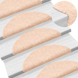 Vidaxl stair mats self -adhesive 15 pieces 56x17x3 cm crème half -round