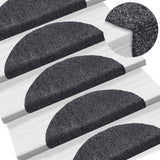 Vidaxl trapmatten zelfklevend 15 stuks 56x17x3 cm donkergrijs halfrond