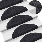 Vidaxl stair mats self -adhesive 15 pieces 56x17x3 cm black hemisphere