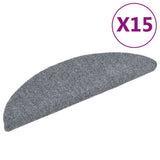 Vidaxl stair mats self -adhesive 15 pieces 56x17x3 cm light gray semi -round