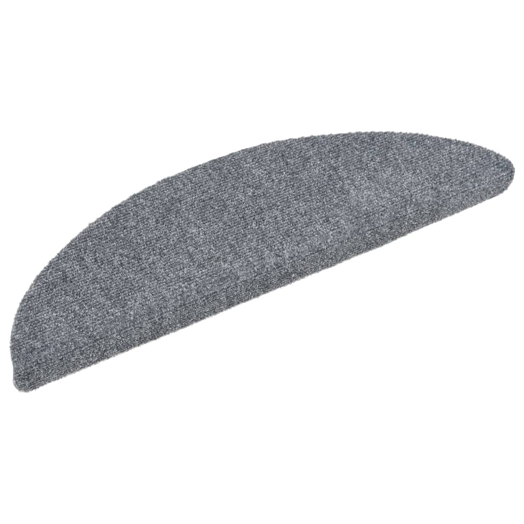 Vidaxl stair mats self -adhesive 15 pieces 56x17x3 cm light gray semi -round