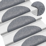 Vidaxl stair mats self -adhesive 15 pieces 56x17x3 cm light gray semi -round