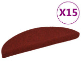 Vidaxl Stair Mats Self -Adhesive 15 Pieces 56x17x3 CM Bordeaux Red Semi -Round