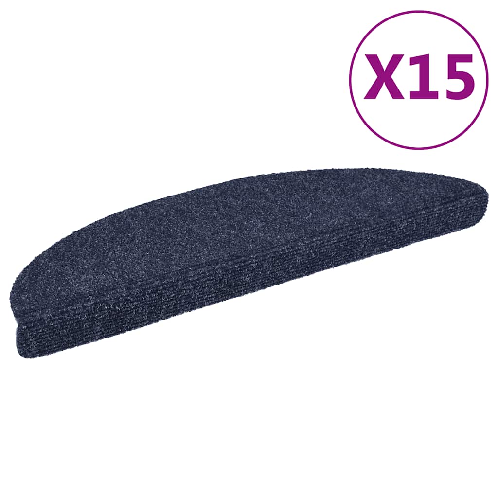 Vidaxl stair mats self -adhesive 15 pieces 56x17x3 cm blue semi -rounds