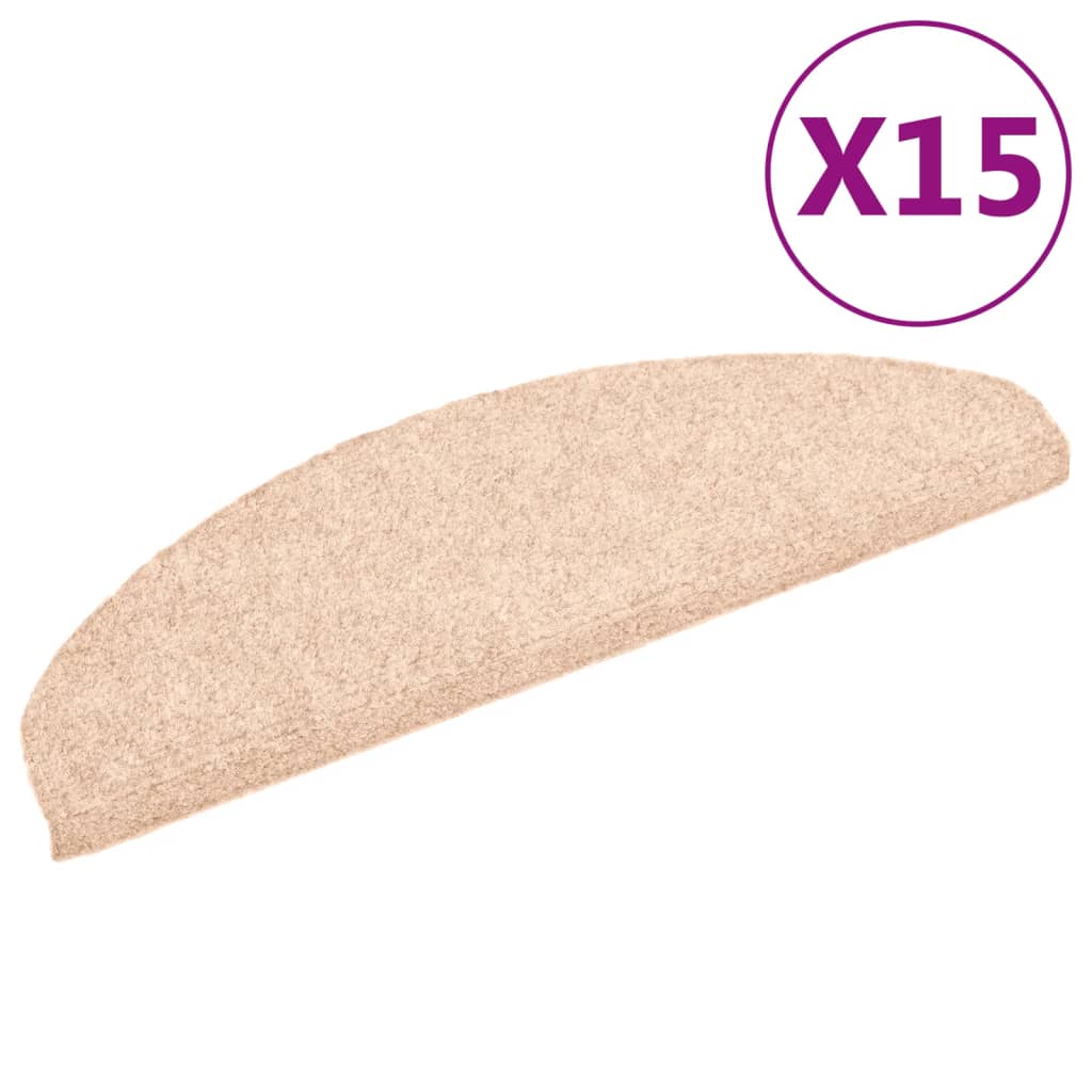 Vidaxl Schodišťové rohože Self -Adhesive 15 kusů 65x21x4 cm crème polovina velká