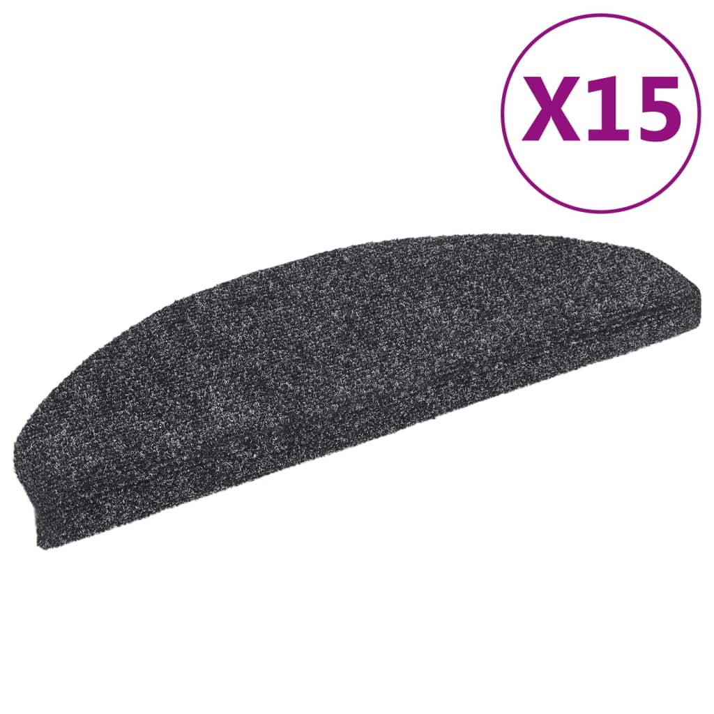 Vidaxl stair mats self -adhesive 15 pieces 65x21x4 cm dark gray hemisphere large
