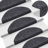Vidaxl stair mats self -adhesive 15 pieces 65x21x4 cm dark gray hemisphere large
