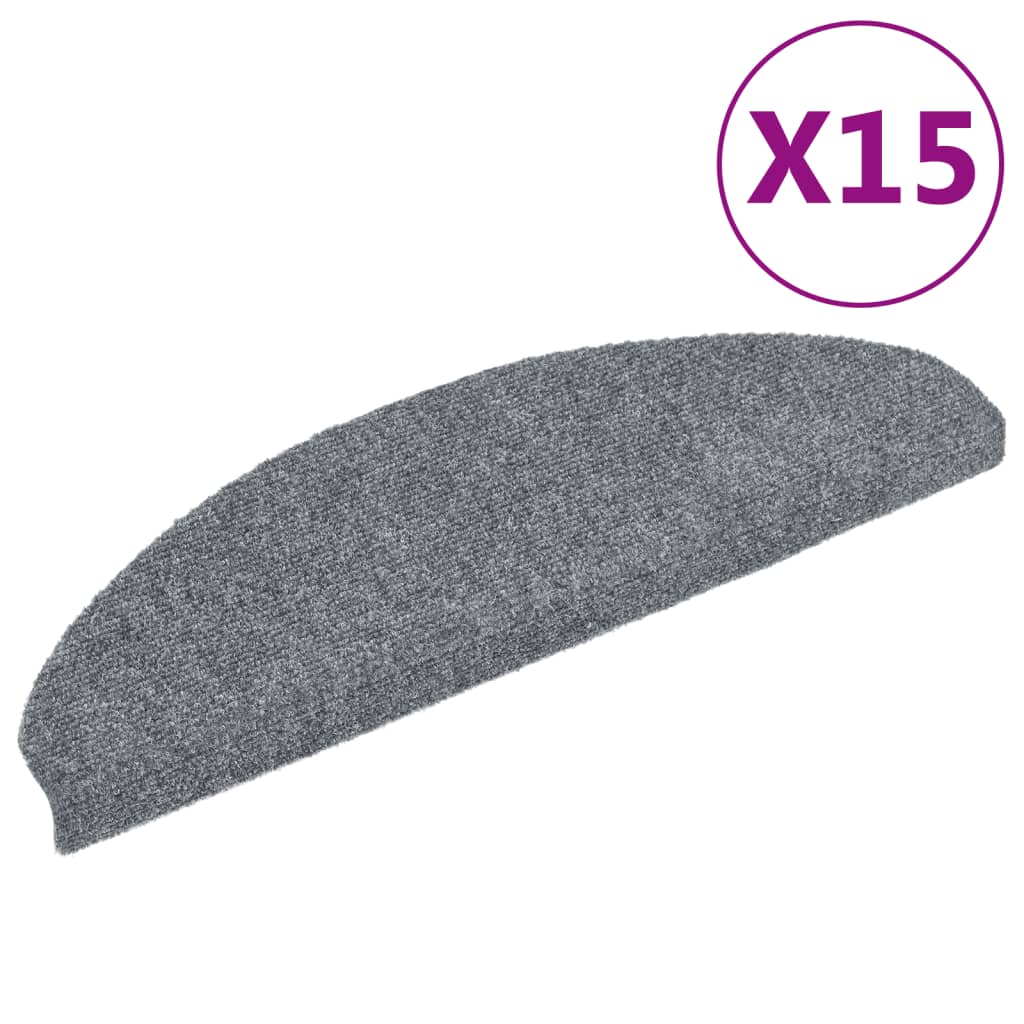 Vidaxl Podstavki za stopnice Self Adhesive 15 kosov 65x21x4 cm svetlo siva polz