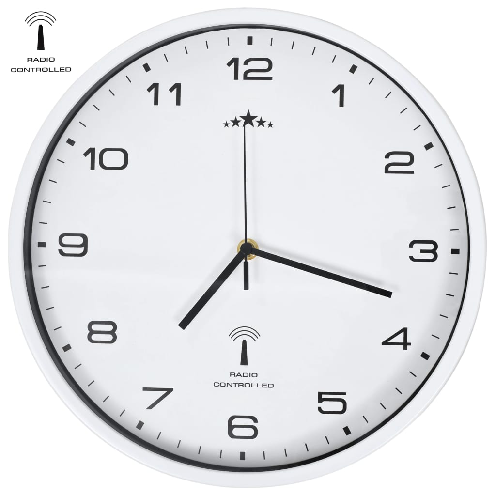 Vidaxl wall clock with quartz timepiece radio -driven 31 cm white