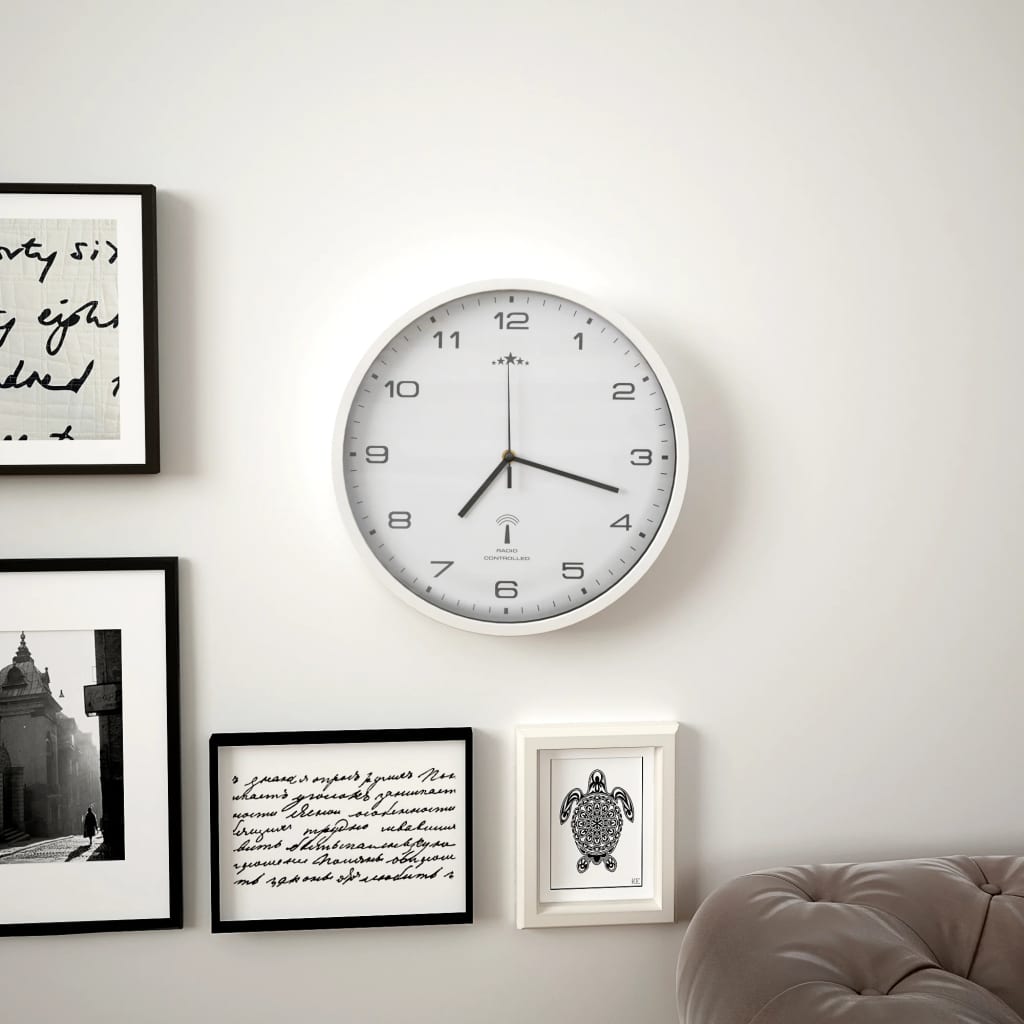 Vidaxl wall clock with quartz timepiece radio -driven 31 cm white