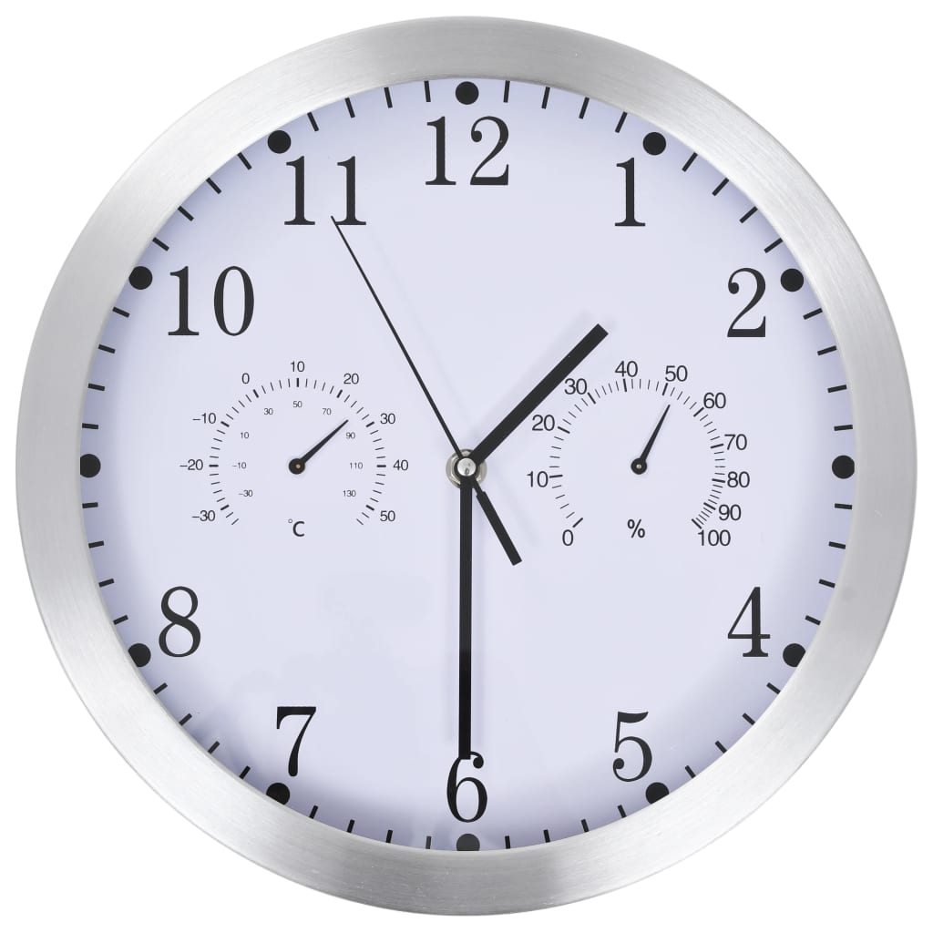 Reloj de pared Vidaxl con mecanismo de cuarzo Higrómetro termómetro de 30 cm blanco