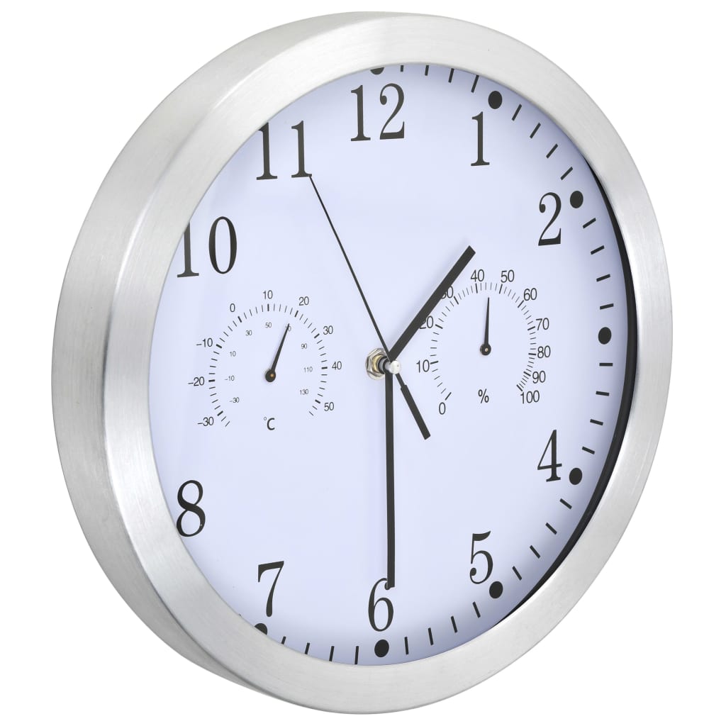 Reloj de pared Vidaxl con mecanismo de cuarzo Higrómetro termómetro de 30 cm blanco