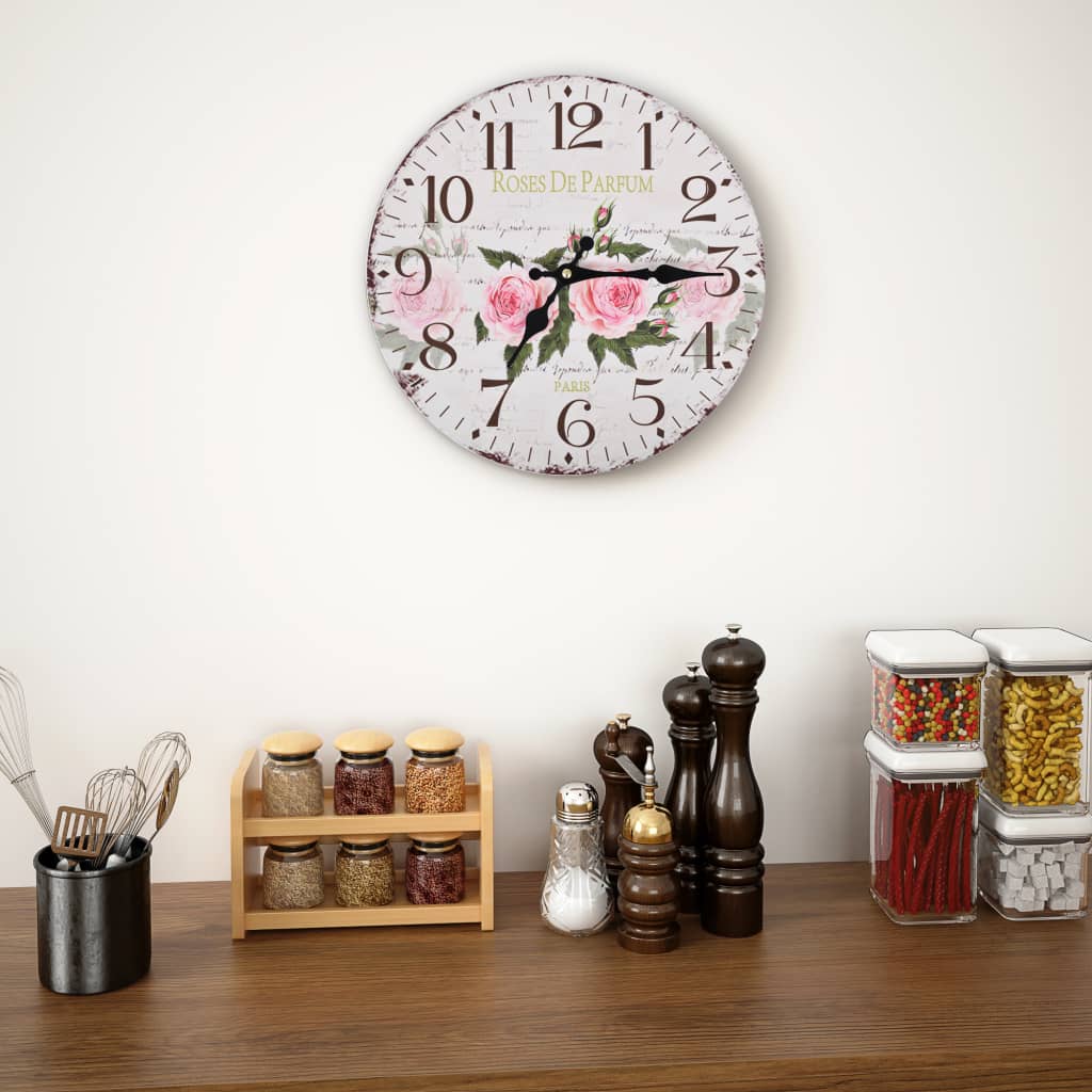 Vidaxl wall clock Vintage style 30 cm flowers