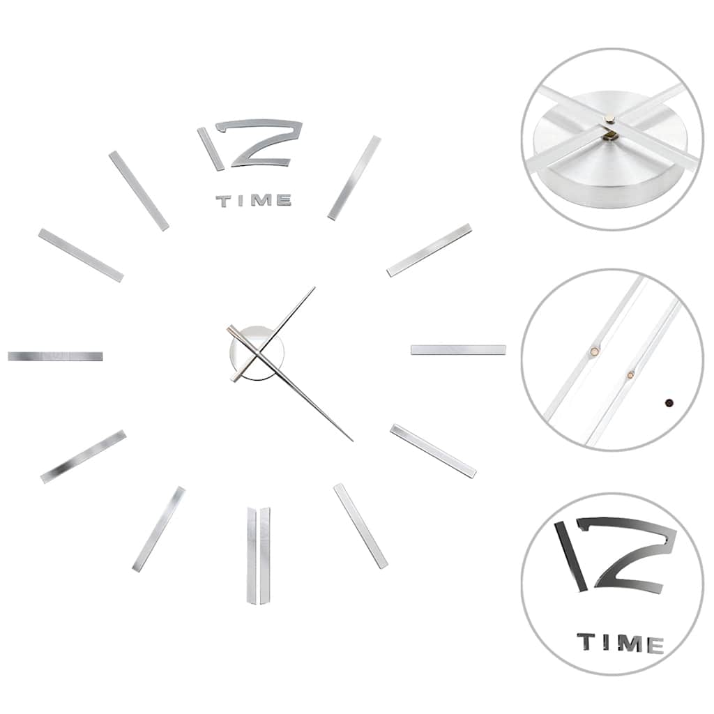 Vidaxl 3D wall clock 100 cm XXL Modern silver colored