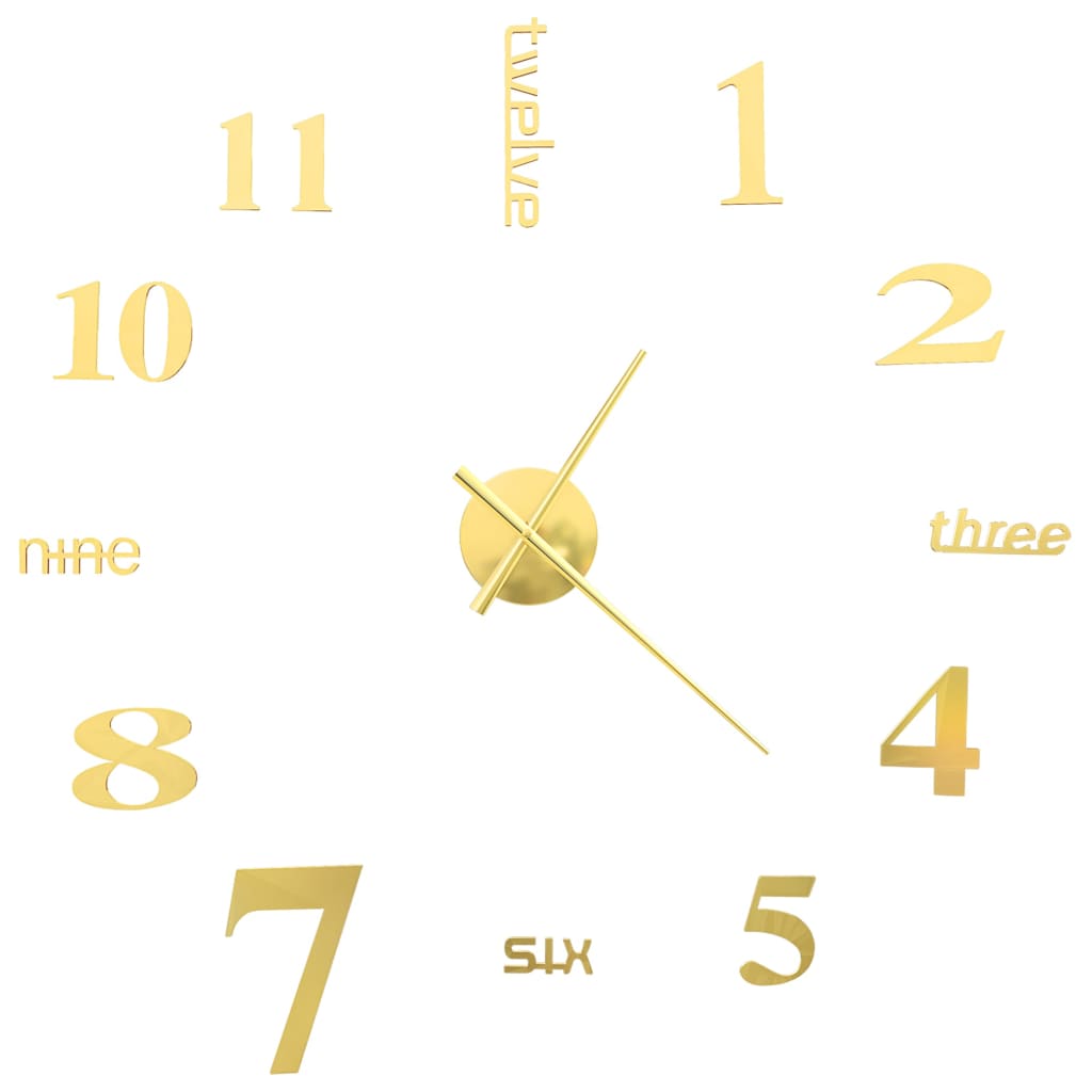 Vidaxl 3D Wall Clock 100 cm XXL Modern guldfärgad
