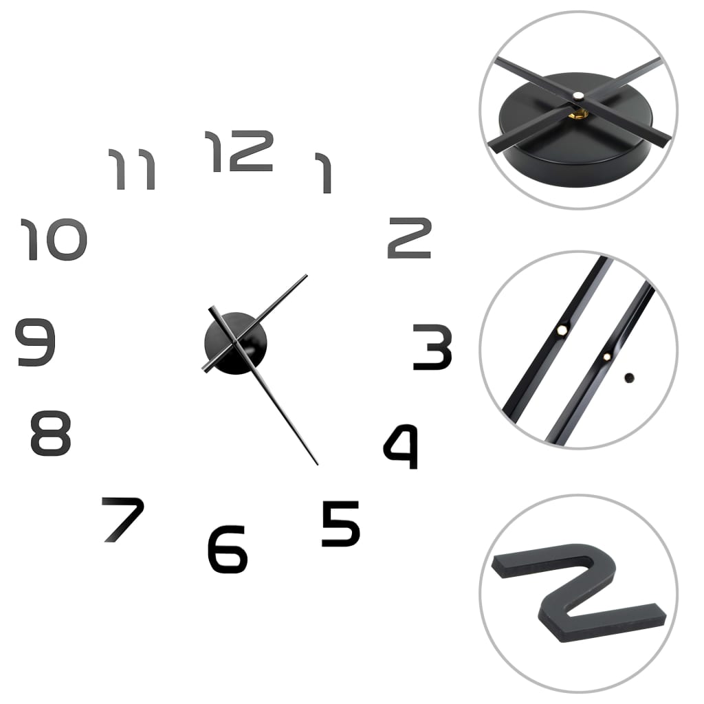 Vidaxl 3D wall clock 100 cm XXL Modern Black