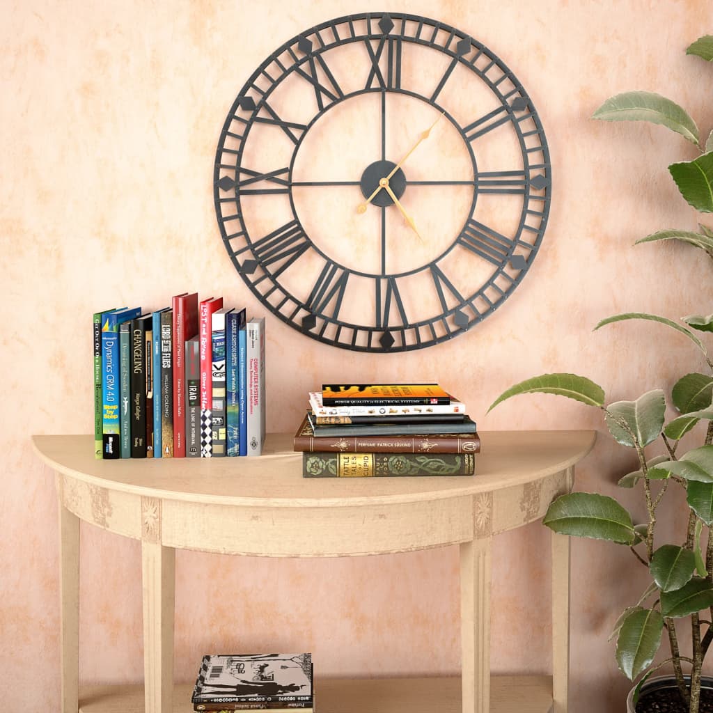 Vidaxl wall clock vintage style with quartz mechanism XXL 60 cm metal