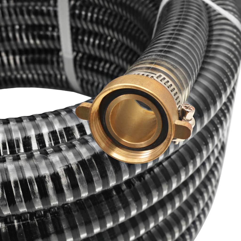 Vidaxl sugende slange med messingkoblinger 4 m 25 mm sort