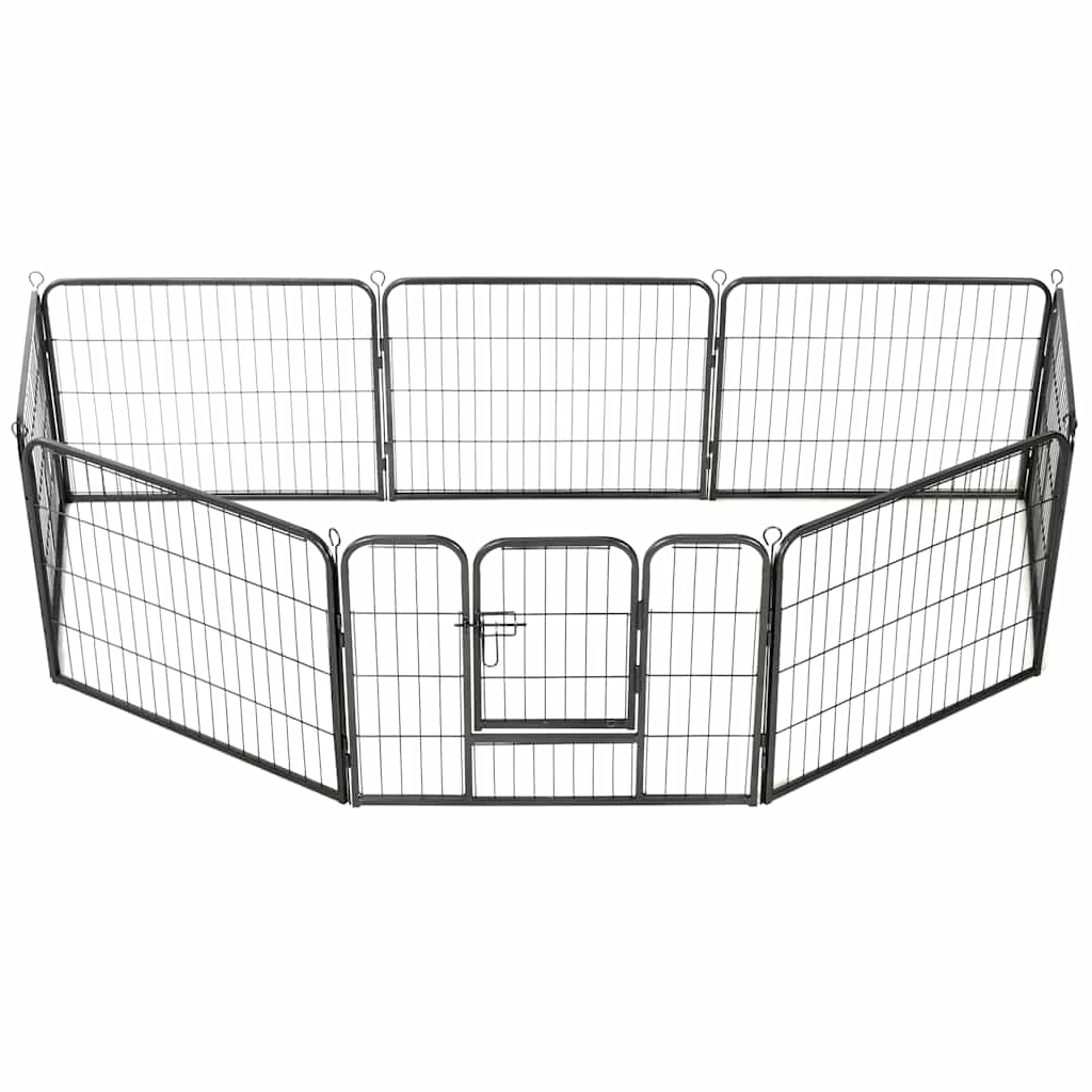 Bidaxl hundkörning med 8 paneler 80x60 cm stål svart