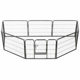 Bidaxl hundkörning med 8 paneler 80x60 cm stål svart